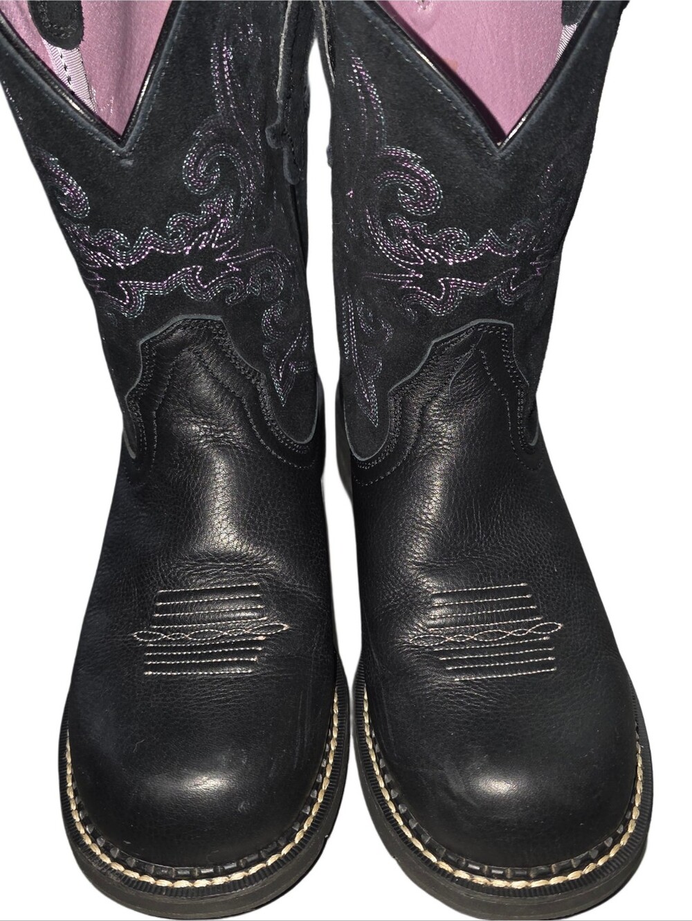 Women's Ariat Fat Baby Black/Deertan Western Boot